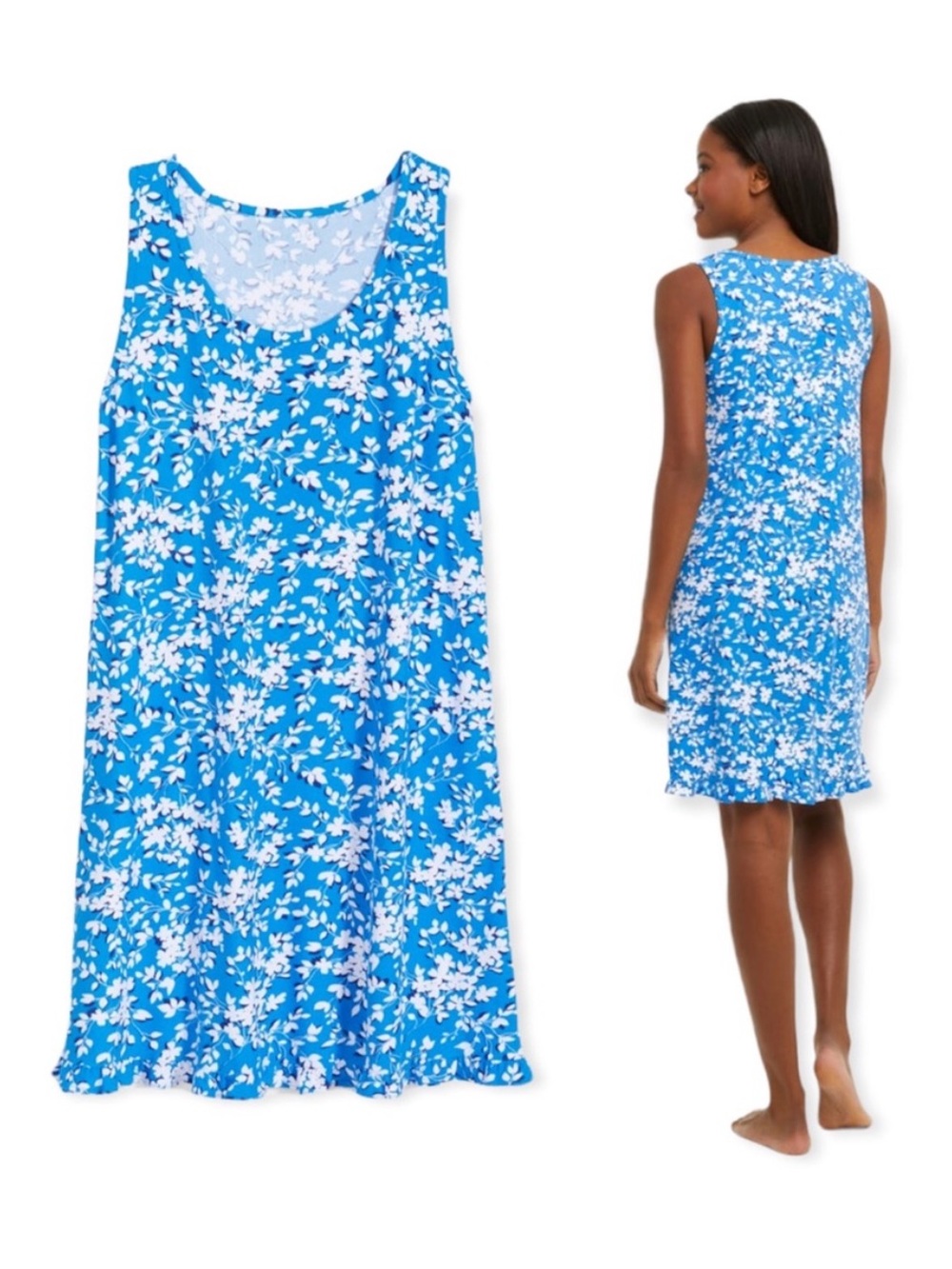 DRAPER JAMES Ruffle Nightie in Blue Shadow Size S/M